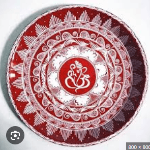Aipan Ganesha Puja Thali - Handcrafted Auspicious Decor