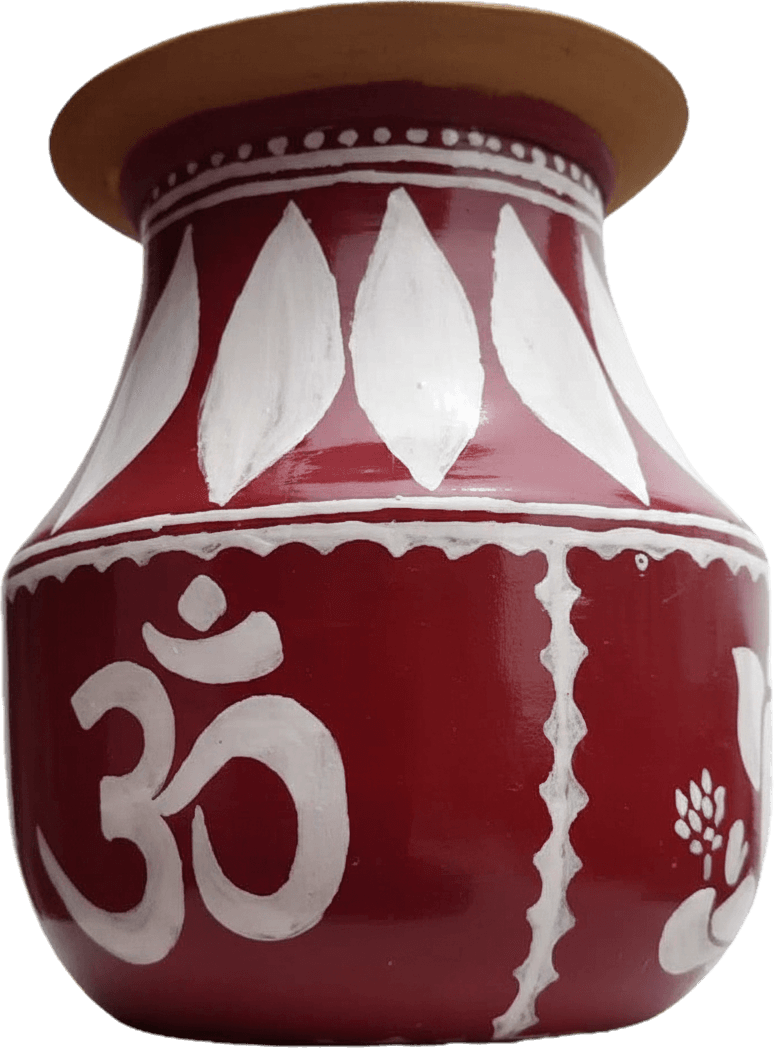 Aipan Art Sacred Om Kalash - Traditional Hand-Painted Decor